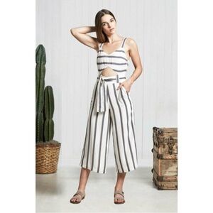 SAYLOR Lianna Striped Cut Out Jumpsuit Size‎ M 100% Viscose Beachy Summer Vaca